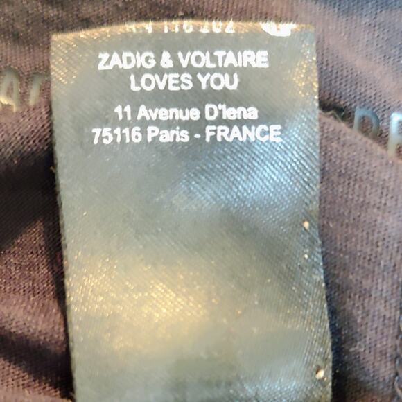 Zadig & Voltaire AMOUR Graphic Short Sleeve Tee Shirt in Black/White Size Small - Picture 5 of 5